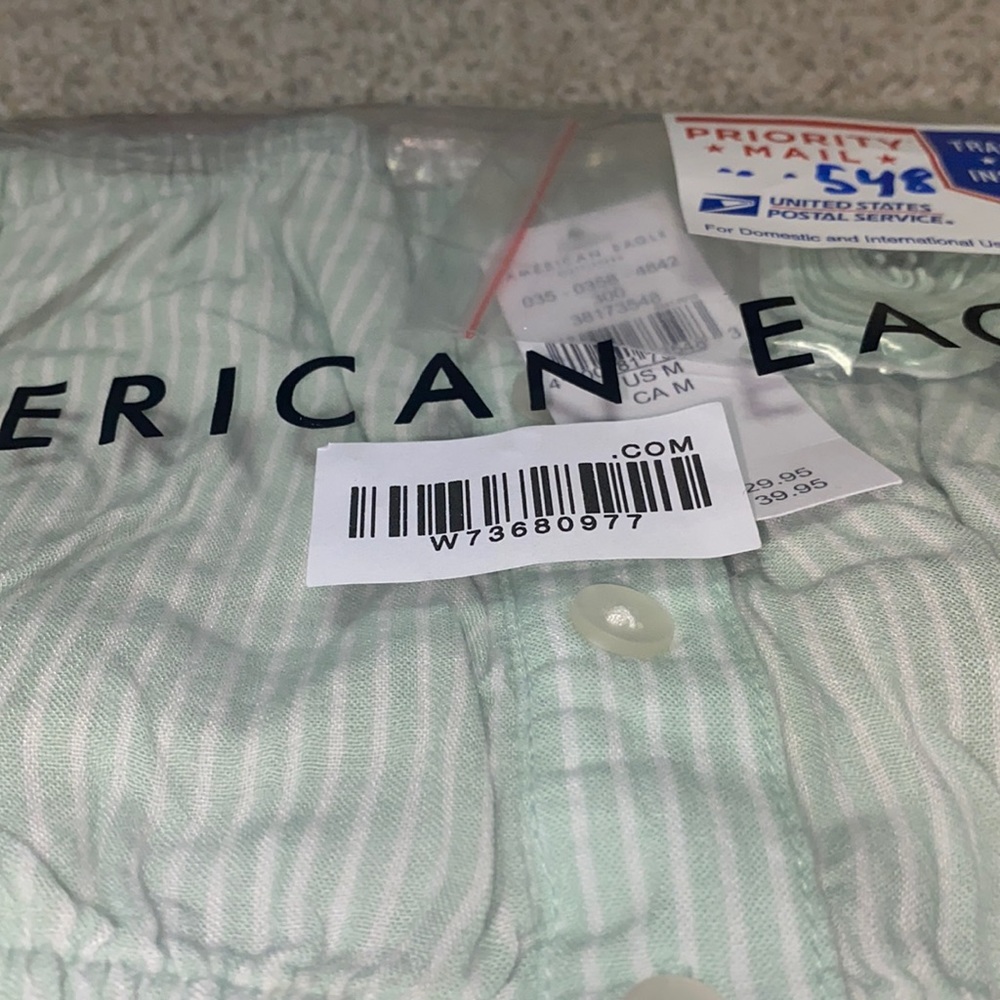 NWT - AE Button-Up Tube Top (Misty Green)